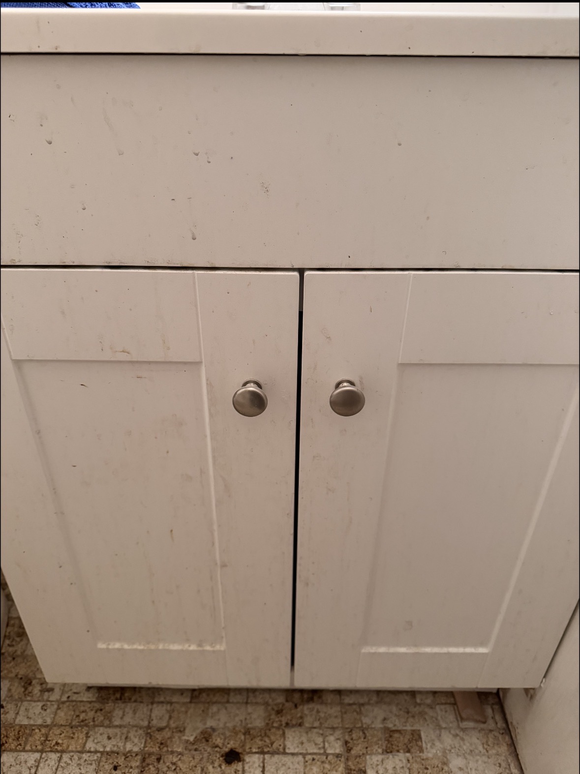 Bathroom vanity cabinet deep clean - before